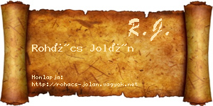 Rohács Jolán névjegykártya